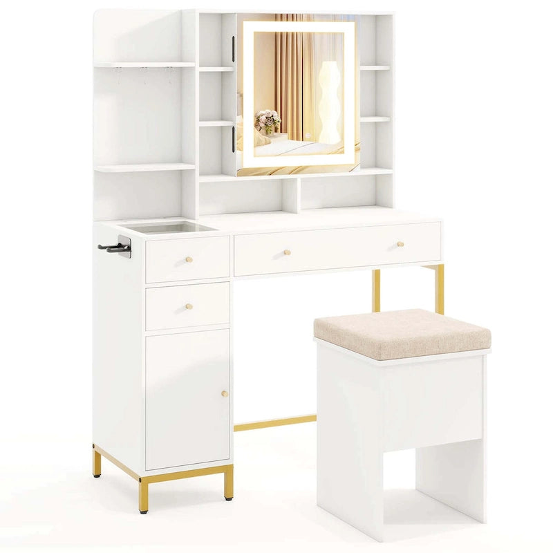 Costway Makeup Vanity Desk with Lighted Mirror Charging Station - See Details