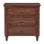 Mid-Century Modern Nightstand, Wooden Lockers with Metal Handle 3 Drawers, Entry Side Table with Solid Wood Legs