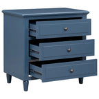 Mid-Century Modern Nightstand, Wooden Lockers with Metal Handle 3 Drawers, Entry Side Table with Solid Wood Legs