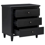 Mid-Century Modern Nightstand, Wooden Lockers with Metal Handle 3 Drawers, Entry Side Table with Solid Wood Legs