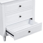 Mid-Century Modern Nightstand, Wooden Lockers with Metal Handle 3 Drawers, Entry Side Table with Solid Wood Legs