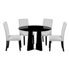 Ensemble de salle à manger rond 5 pièces, ensemble de meubles de cuisine en bois massif avec table à manger et 4 chaises rembourrées