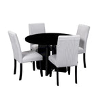 Ensemble de salle à manger rond 5 pièces, ensemble de meubles de cuisine en bois massif avec table à manger et 4 chaises rembourrées