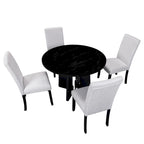 Ensemble de salle à manger rond 5 pièces, ensemble de meubles de cuisine en bois massif avec table à manger et 4 chaises rembourrées