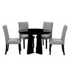Ensemble de salle à manger rond 5 pièces, ensemble de meubles de cuisine en bois massif avec table à manger et 4 chaises rembourrées