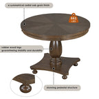 Ensemble de salle à manger 5 pièces, ensemble de table de salle à manger de cuisine en bois massif avec table à manger ronde et 4 chaises rembourrées