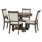 Ensemble de salle à manger 5 pièces, ensemble de table de salle à manger de cuisine en bois massif avec table à manger ronde et 4 chaises rembourrées
