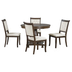 Ensemble de salle à manger 5 pièces, ensemble de table de salle à manger de cuisine en bois massif avec table à manger ronde et 4 chaises rembourrées