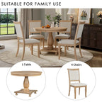 Ensemble de salle à manger 5 pièces, ensemble de table de salle à manger de cuisine en bois massif avec table à manger ronde et 4 chaises rembourrées