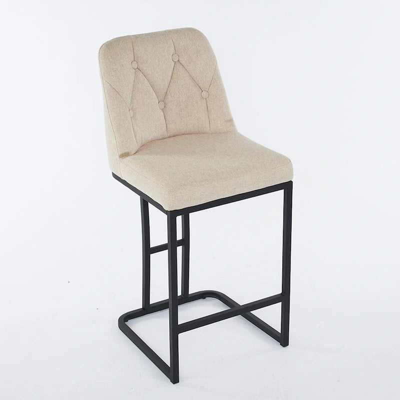 Tabourets de Bar Rembourrés Lot de 2, Tabourets de Bar Hauteur Comptoir avec Dossier Capitonnée, Chaises d'Îlot de Cuisine avec Cadre Métallique