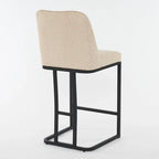 Tabourets de Bar Rembourrés Lot de 2, Tabourets de Bar Hauteur Comptoir avec Dossier Capitonnée, Chaises d'Îlot de Cuisine avec Cadre Métallique