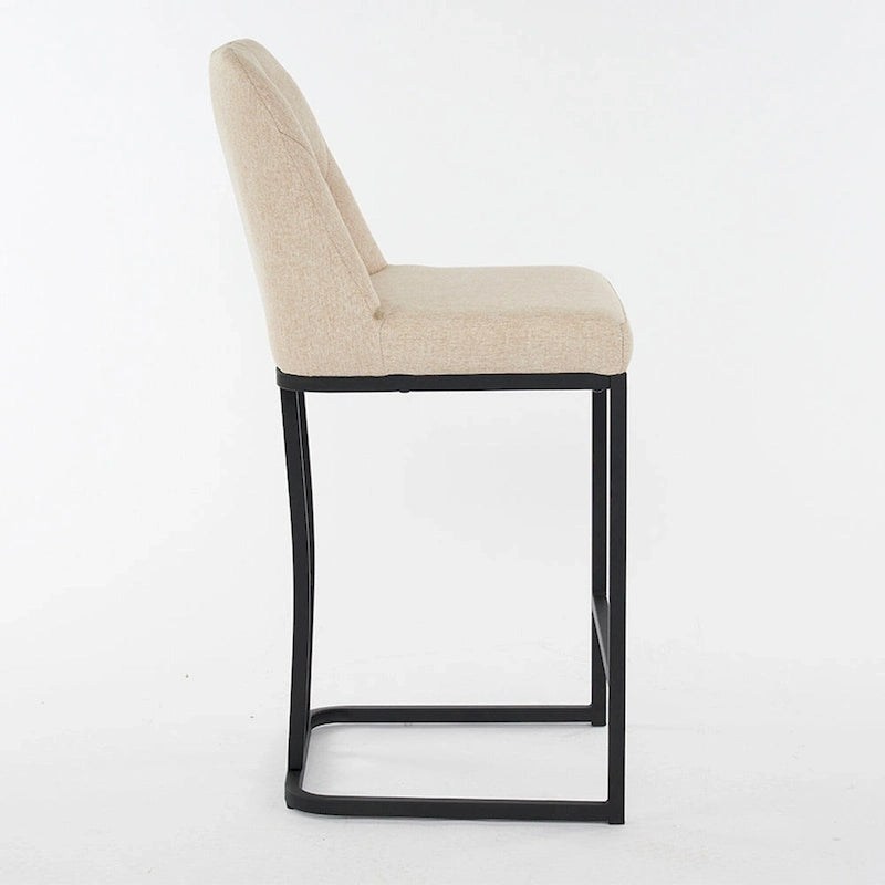 Tabourets de Bar Rembourrés Lot de 2, Tabourets de Bar Hauteur Comptoir avec Dossier Capitonnée, Chaises d'Îlot de Cuisine avec Cadre Métallique