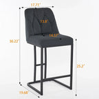 Tabourets de Bar Rembourrés Lot de 2, Tabourets de Bar Hauteur Comptoir avec Dossier Capitonnée, Chaises d'Îlot de Cuisine avec Cadre Métallique