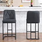 Tabourets de Bar Rembourrés Lot de 2, Tabourets de Bar Hauteur Comptoir avec Dossier Capitonnée, Chaises d'Îlot de Cuisine avec Cadre Métallique