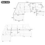 Roomfitters Sectional Sofa Pull-Out Bed Sleeper with Storage Ottoman, Three Pillows, and Built-In Charging Devices