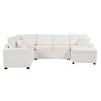 Roomfitters Sectional Sofa Pull-Out Bed Sleeper with Storage Ottoman, Three Pillows, and Built-In Charging Devices