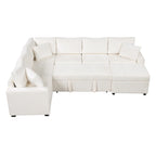 Roomfitters Sectional Sofa Pull-Out Bed Sleeper with Storage Ottoman, Three Pillows, and Built-In Charging Devices