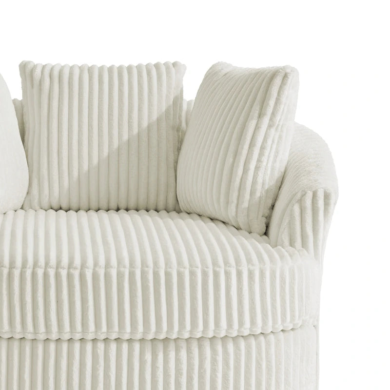 2 Set Oversized 43 W Plush Corduroy Swivel Barrel Chair with Pillows