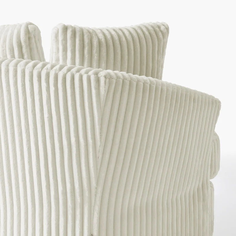 2 Set Oversized 43 W Plush Corduroy Swivel Barrel Chair with Pillows