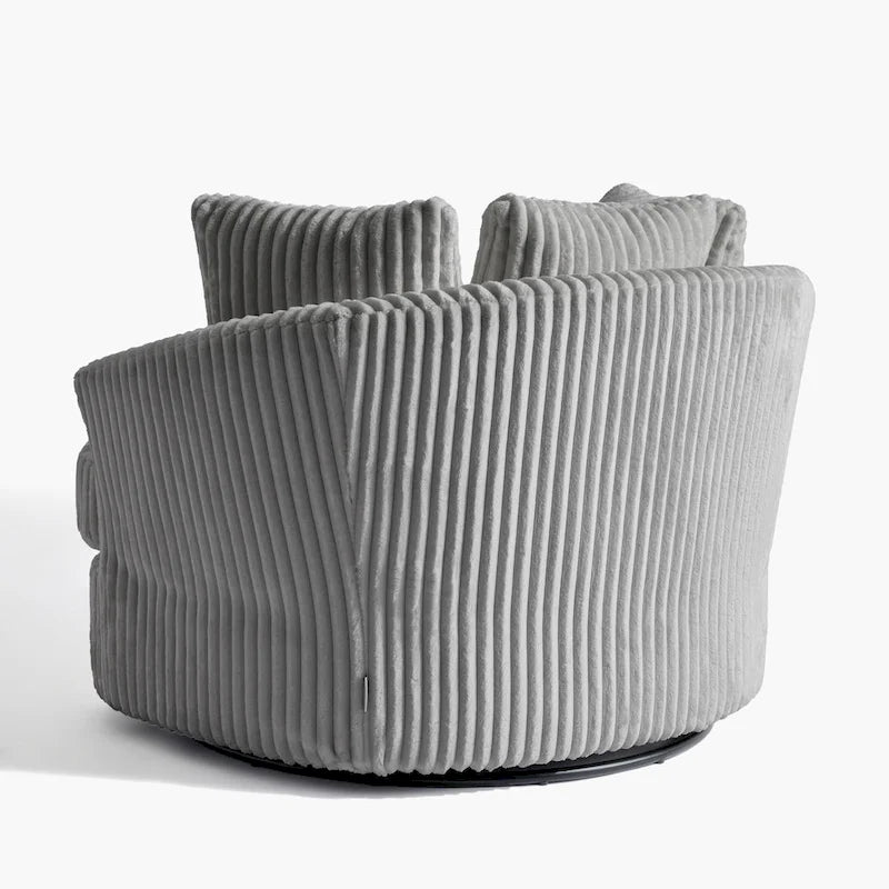 2 Set Oversized 43 W Plush Corduroy Swivel Barrel Chair with Pillows