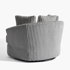 2 Set Oversized 43 W Plush Corduroy Swivel Barrel Chair with Pillows