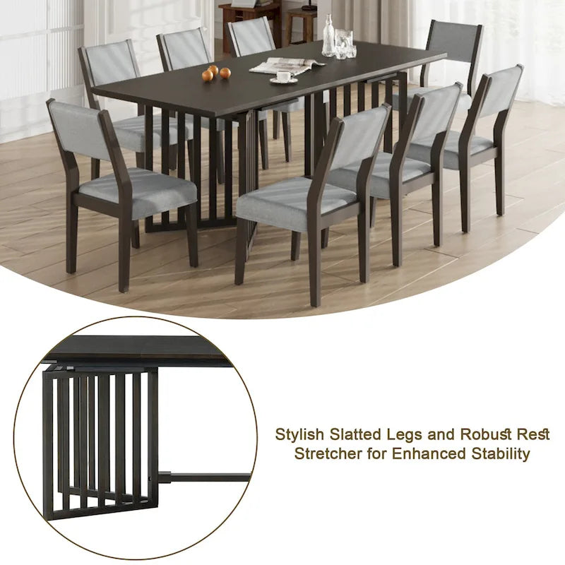 Farmhouse 9-Piece Dining Table with 212 Removable Leaves & 8 Dining Chairs