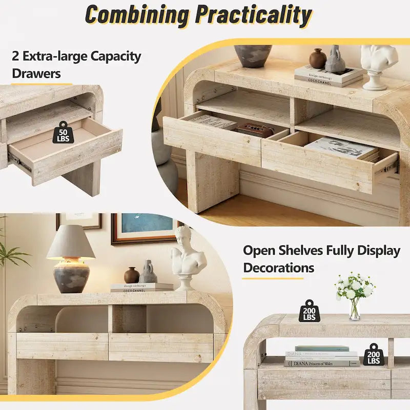 Console d'entrée, finition bois naturel