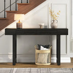 Console étroite avec accent en rotin (noir antique)