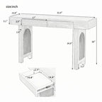 Console étroite avec accent en rotin (noir antique)