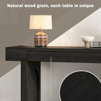 Console étroite avec accent en rotin (noir antique)
