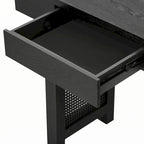 Console étroite avec accent en rotin (noir antique)
