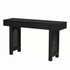 Console étroite avec accent en rotin (noir antique)