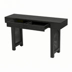 Console étroite avec accent en rotin (noir antique)