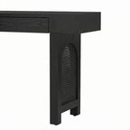 Console étroite avec accent en rotin (noir antique)