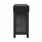 Console étroite avec accent en rotin (noir antique)