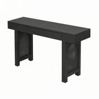 Console étroite avec accent en rotin (noir antique)