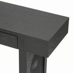 Console étroite avec accent en rotin (noir antique)