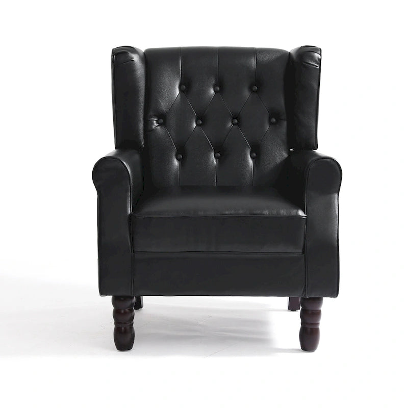 Set of 2 Vegan Leather Upholstered Button Tufted Accent Chair