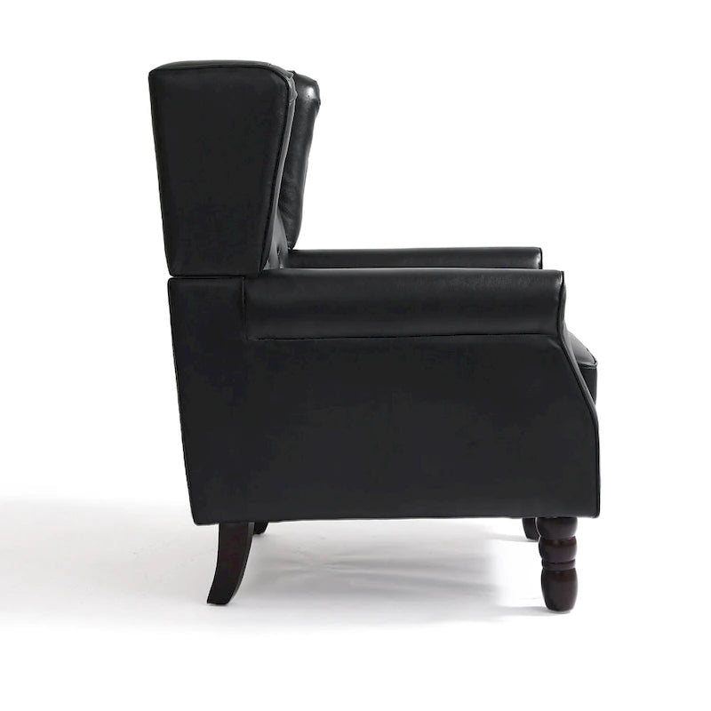 Set of 2 Vegan Leather Upholstered Button Tufted Accent Chair