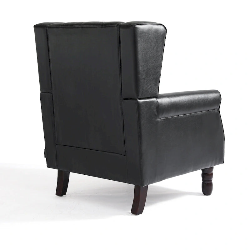Set of 2 Vegan Leather Upholstered Button Tufted Accent Chair