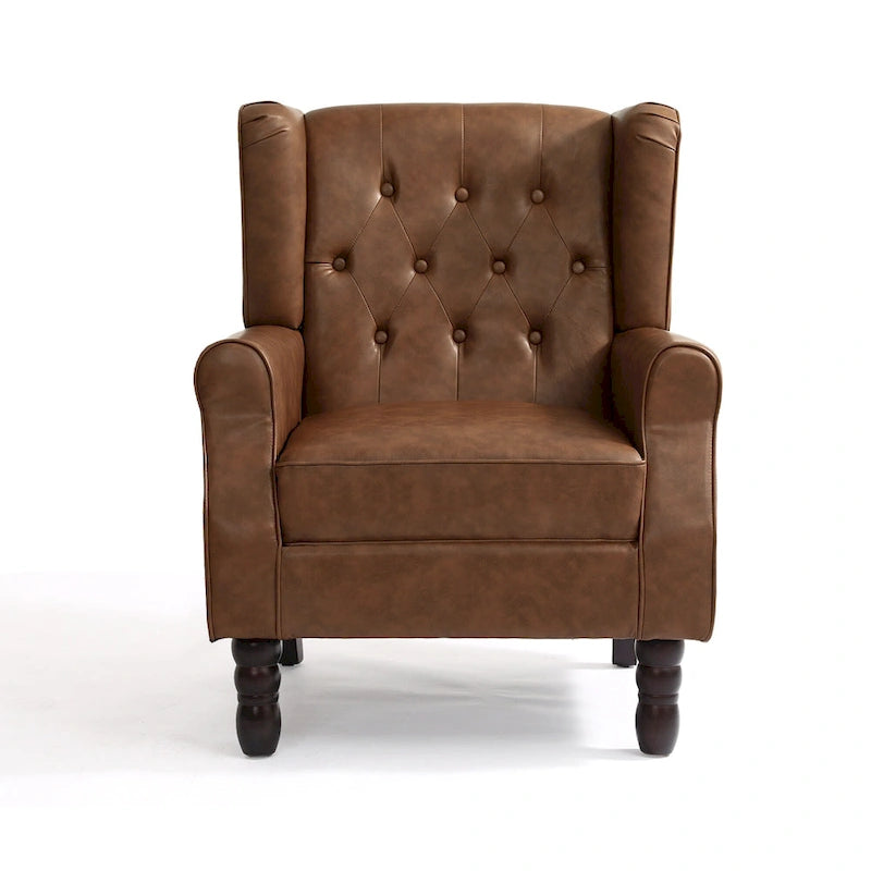 Set of 2 Vegan Leather Upholstered Button Tufted Accent Chair