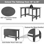 Rustic Drop-Leaf Dining Table  Space-Saving Farmhouse Design with Extendable Wood Top - 47.00in. W X36.00in.DX30.00in. H