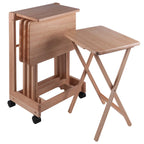 Ensemble de 5 tables d'appoint en bois naturel Brienda avec support mobile 32