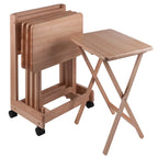 Ensemble de 5 tables d'appoint en bois naturel Brienda avec support mobile 32