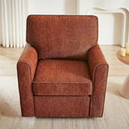Chenille 360 Swivel Lounge Chair, Modern Armchair with Side Pockets Swivel Sofa Chair Ergonomic Recliner Chair for Bedroom