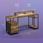 Bureau d'angle en L rotatif à 180° avec étagères de rangement, tiroir et meuble, poste de travail d'étude pour bureau à domicile