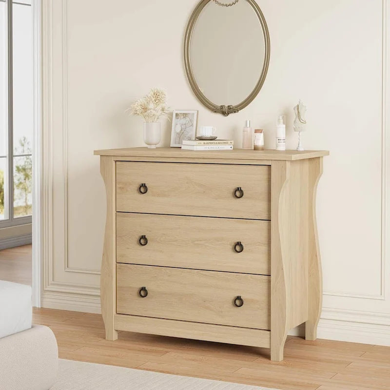 Natural 3-Drawer Dresser for Living Room, Bedroom, Entryway