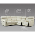105 W Genuine Leather Power Sectional with Recliner Sofa Set with Single Console, USB&USB-C Ports, 1 Power ArmlessChair