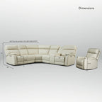 105 W Genuine Leather Power Sectional with Recliner Sofa Set with Single Console, USB&USB-C Ports, 1 Power ArmlessChair