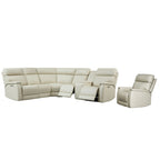 105 W Genuine Leather Power Sectional with Recliner Sofa Set with Single Console, USB&USB-C Ports, 1 Power ArmlessChair
